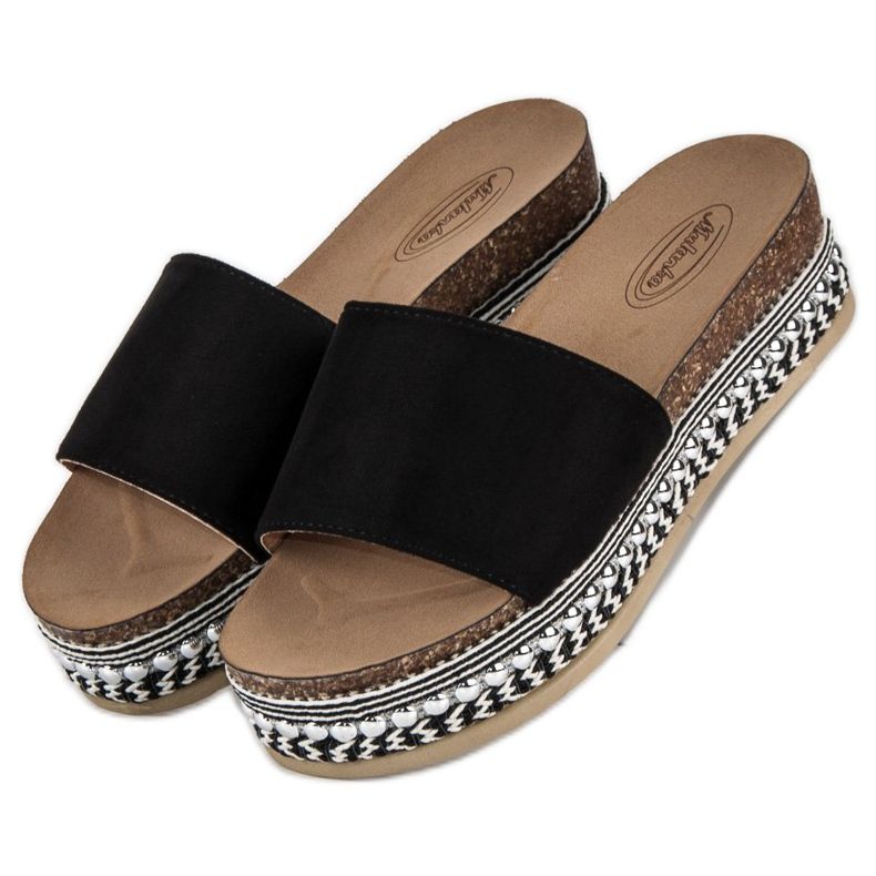 Boho suede slippers black 2