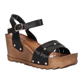Black wedge sandals 1