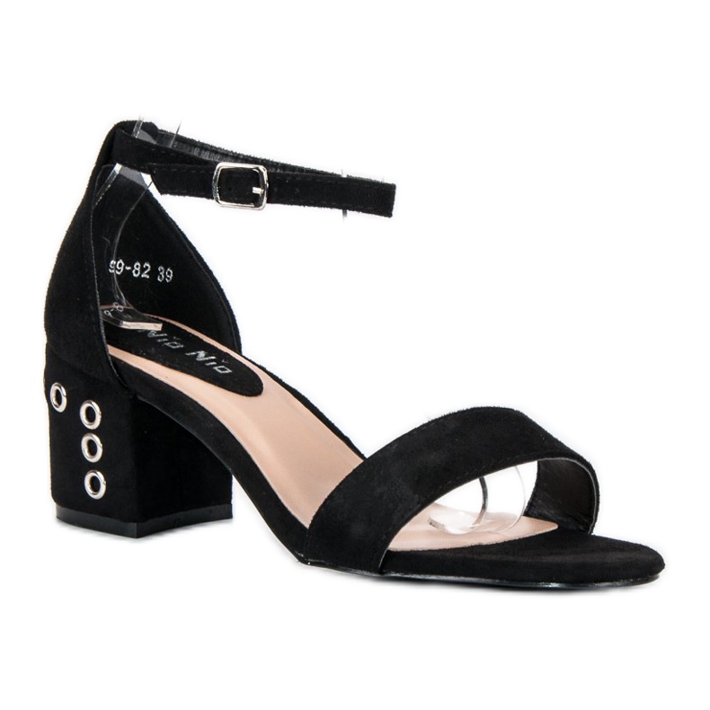 Nio Nio Suede sandals on a post black 1