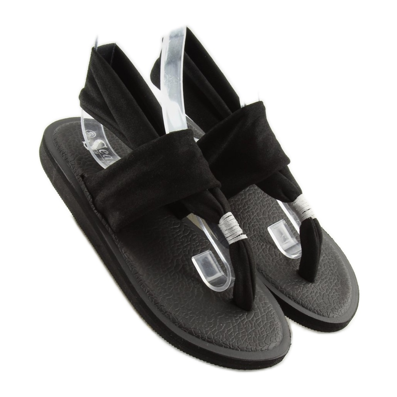 Black black cotton flip-flops 1