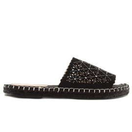 Black openwork slippers J101 Black 1