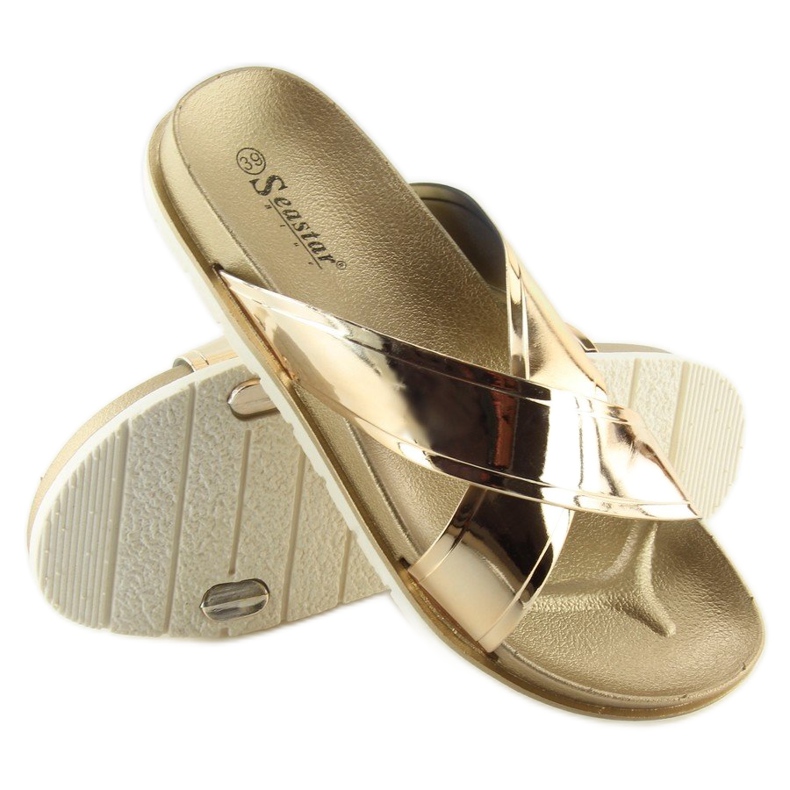Mirror look golden slippers CK46P gold 2