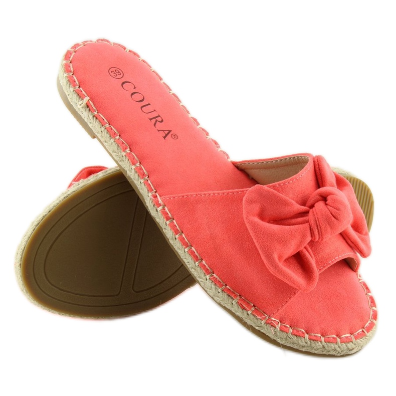 Orange 8758 Red slippers with a bow 2