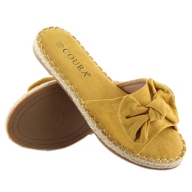Yellow 8758 yellow slippers with a bow 2