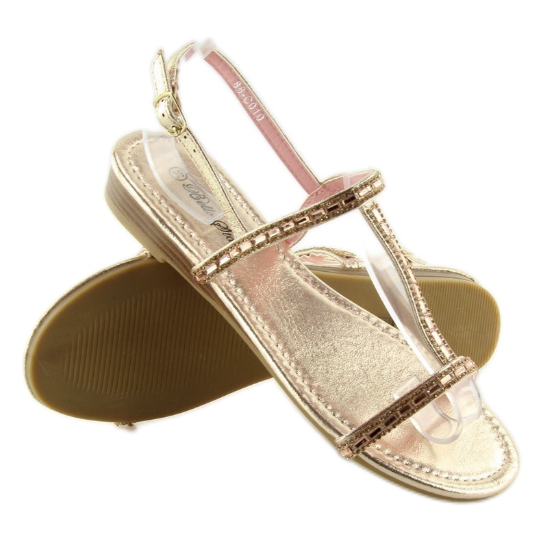 Sandals with pink cubic zirconias 86-C010 Pink 1