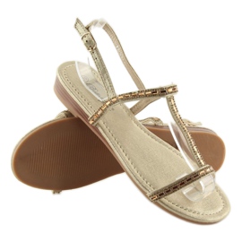 Sandals with golden cubic zirconias 86-C010 Gold 1