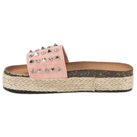 L. Lux. Shoes Espadrilles flip-flops with studs pink 1