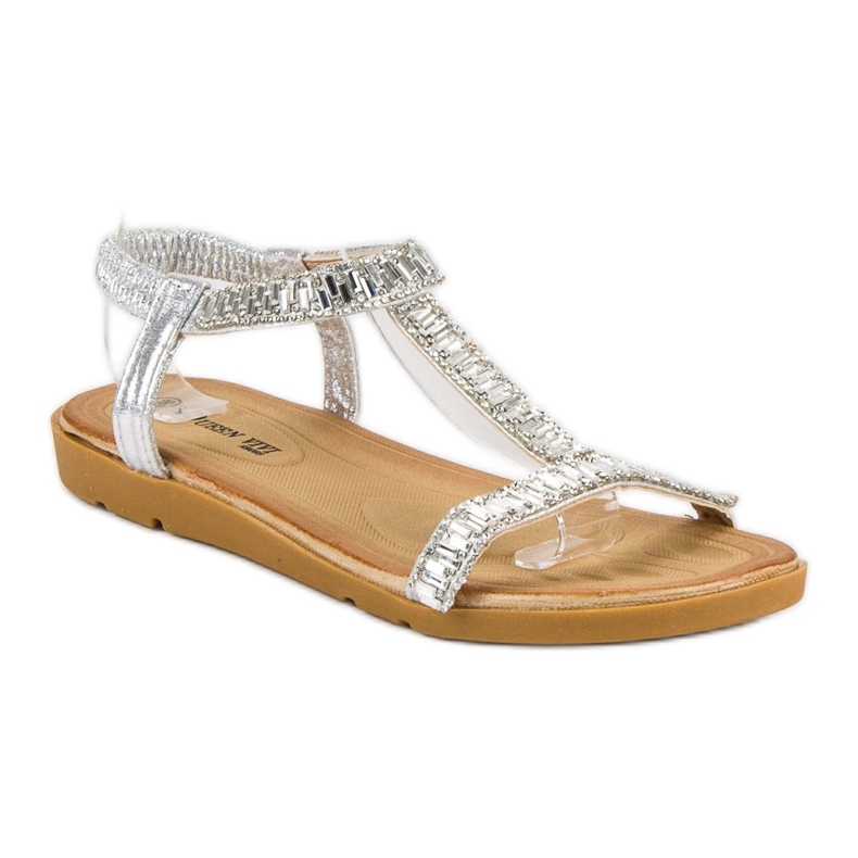 Queen Vivi Silver sandals with an elastic band grey 1