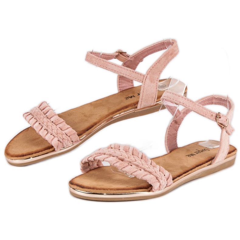 Super Me Suede flat sandals pink 2