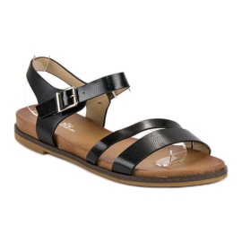 Licean Black sandals with a buckle 1