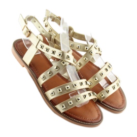 Sandals with gold studs M-520 Gold golden 2