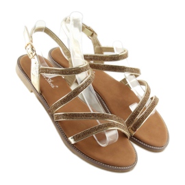 Sandals with golden cubic zirconias K952 gold 2