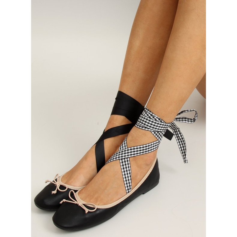 Ballerinas with double ribbon 1193 Black 2