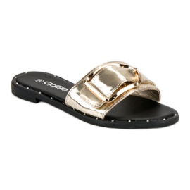 Gogo Women's golden slippers black yellow 1