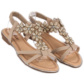 Elegant flat sandals brown 1