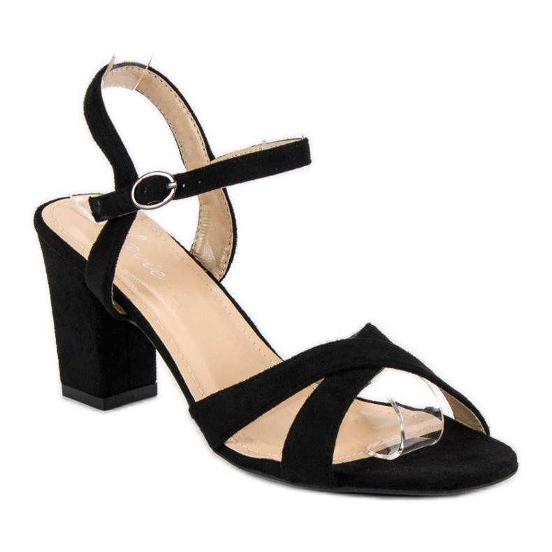 Lovit Suede sandals on a post black 1