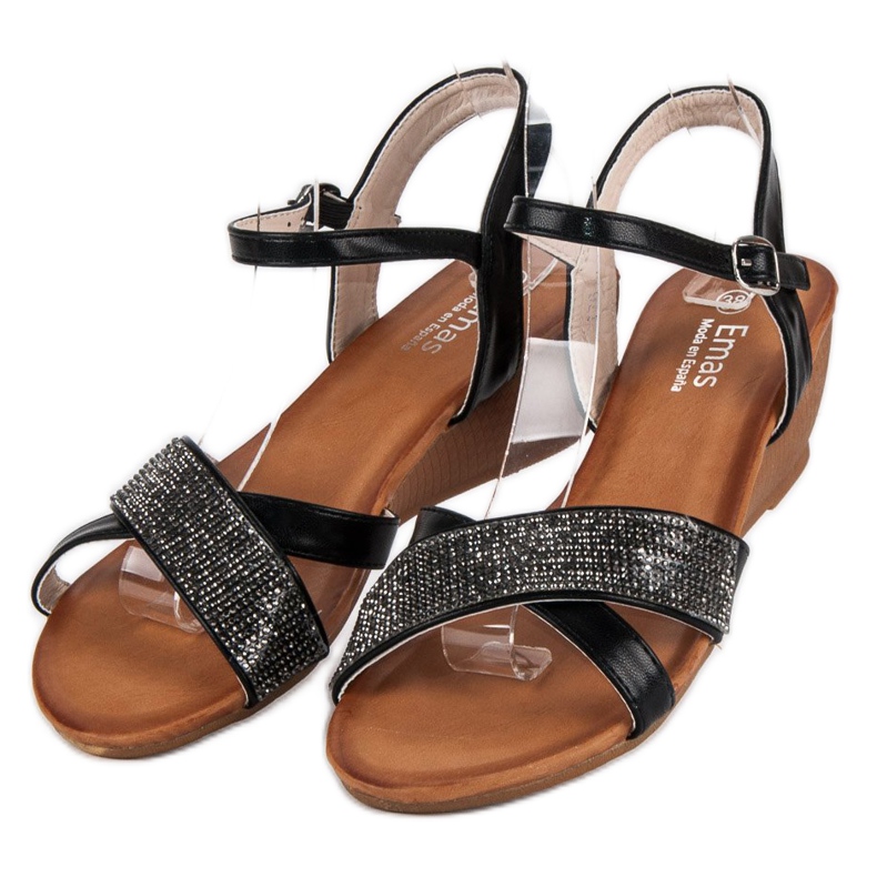 Black wedge sandals 1