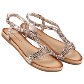 Ideal Shoes Golden sandals with crystals 1 Ideal Shoes Golden sandals with crystals 1