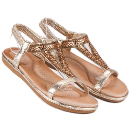 Marquiz Golden flat sandals with an elastic band 1