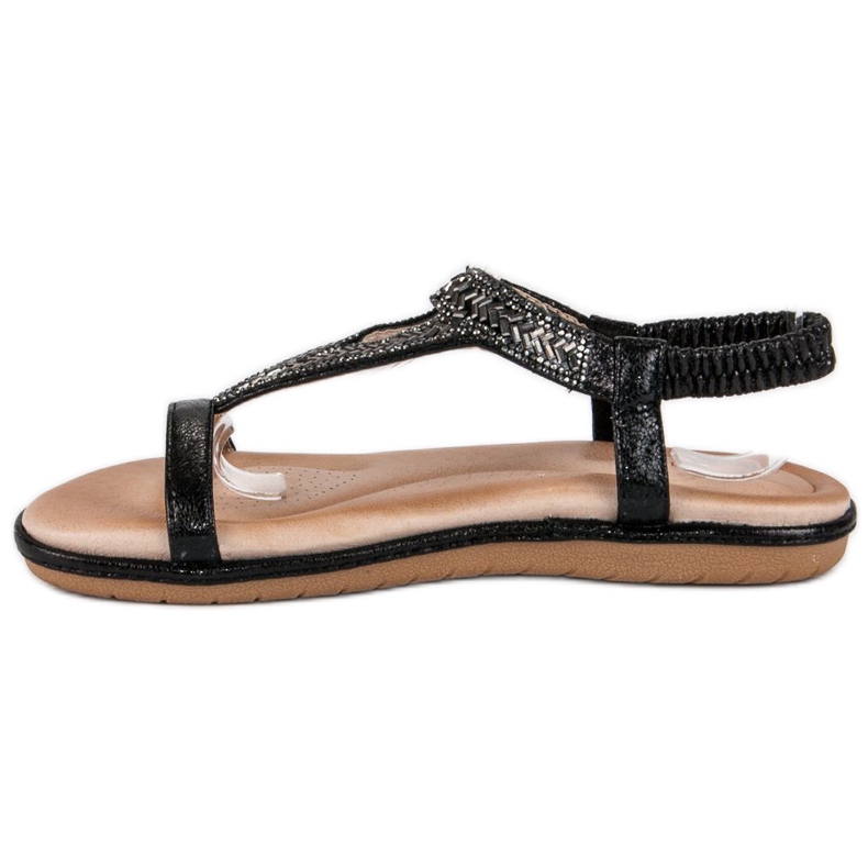 Marquiz Black flat sandals with an elastic band 1