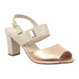 M.Daszyński Leather sandals Daszyński SA107 beige pink 1