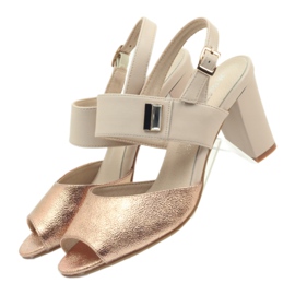 M.Daszyński Leather sandals Daszyński SA107 beige pink 4