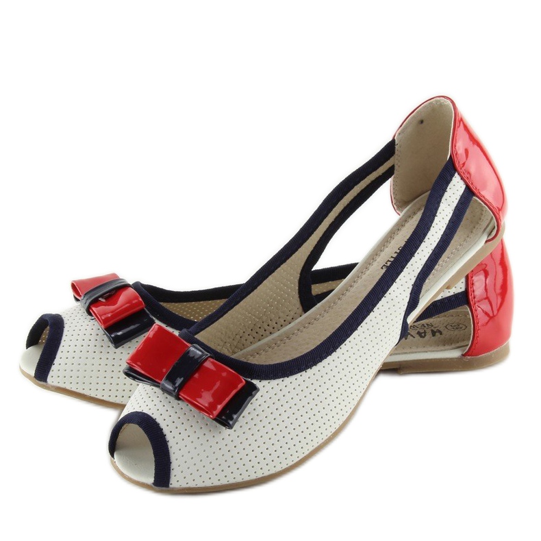 Ballerinas D314 WHITE / RED / NAVY 2