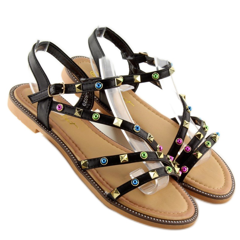 Black sandals with studs LS-6029 black 1