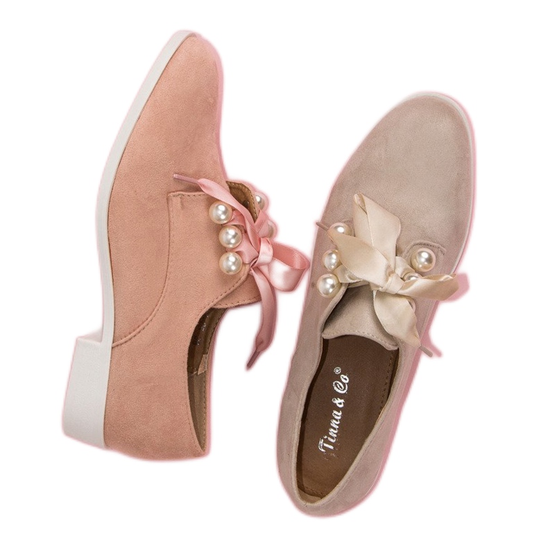 Tina&Co Tied brogues with pearls brown 1