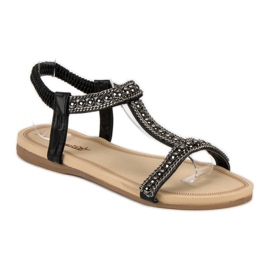 Queentina Flat sandals with an elastic band black 2
