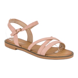 Ch. Creation Women's suede sandals pink 2