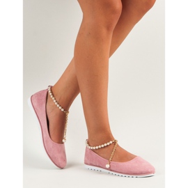 Suede ballerinas with vinceza beads pink 1