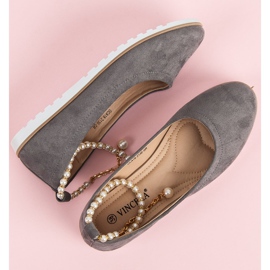 Suede ballerinas with vinceza beads grey 1