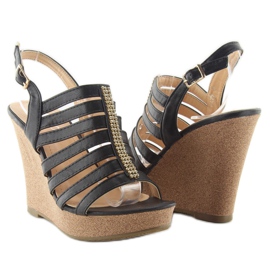 Wedge sandals FA77 Black 2