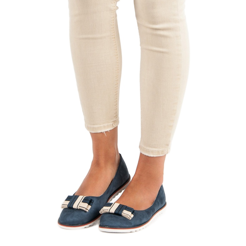 Suede ballerinas brown navy blue 1