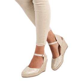 Nio Nio Wedge espadrilles sandals brown yellow 1