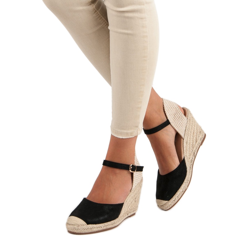 Nio Nio Wedge espadrilles sandals black brown 1