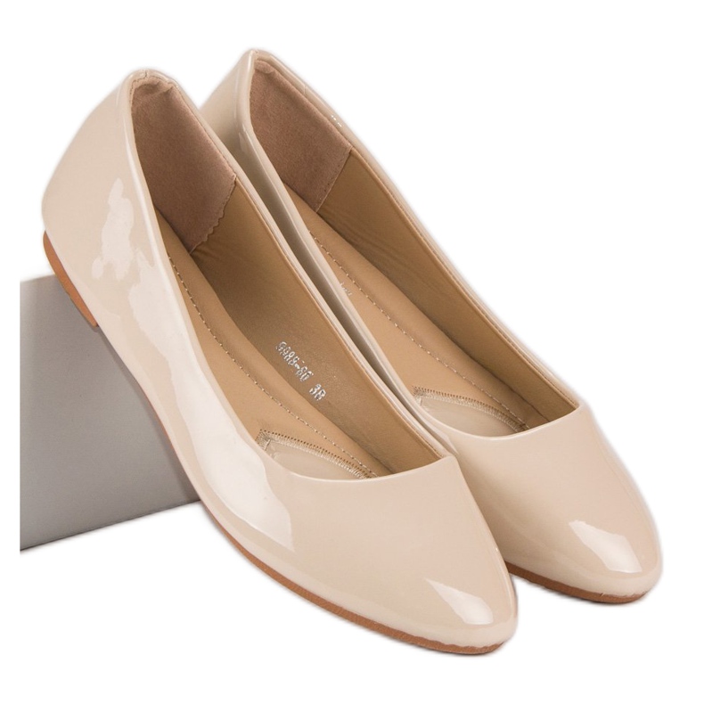 Diamantique Lacquered ballerinas brown 2