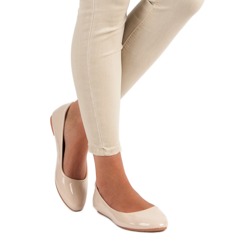 Diamantique Lacquered ballerinas brown 1