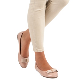 Lacquered ballerinas with a bow pink 1