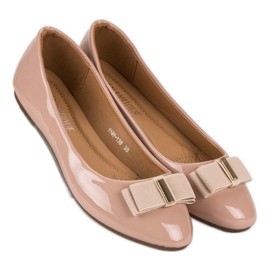 Lacquered ballerinas with a bow pink 2