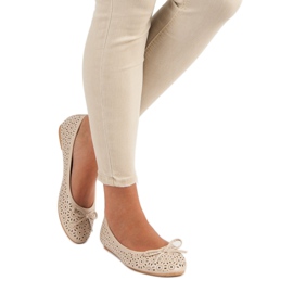 Diamantique Openwork ballerinas brown 1