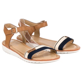 Laura Mode Textile flat sandals brown 1