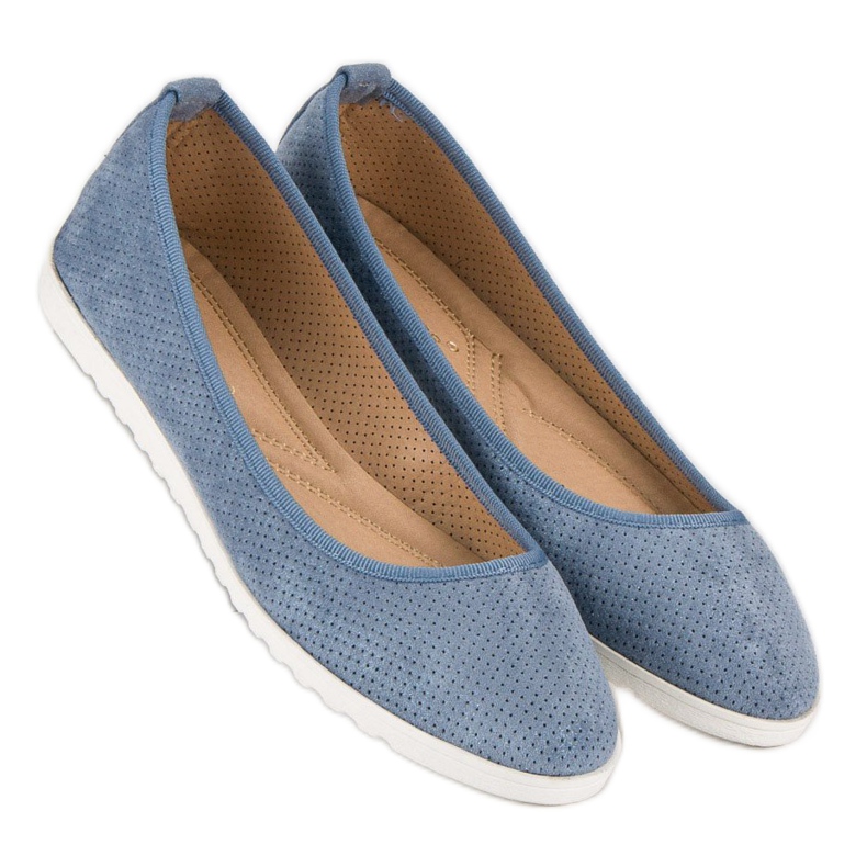 Sun Color Openwork suede ballerinas blue 2