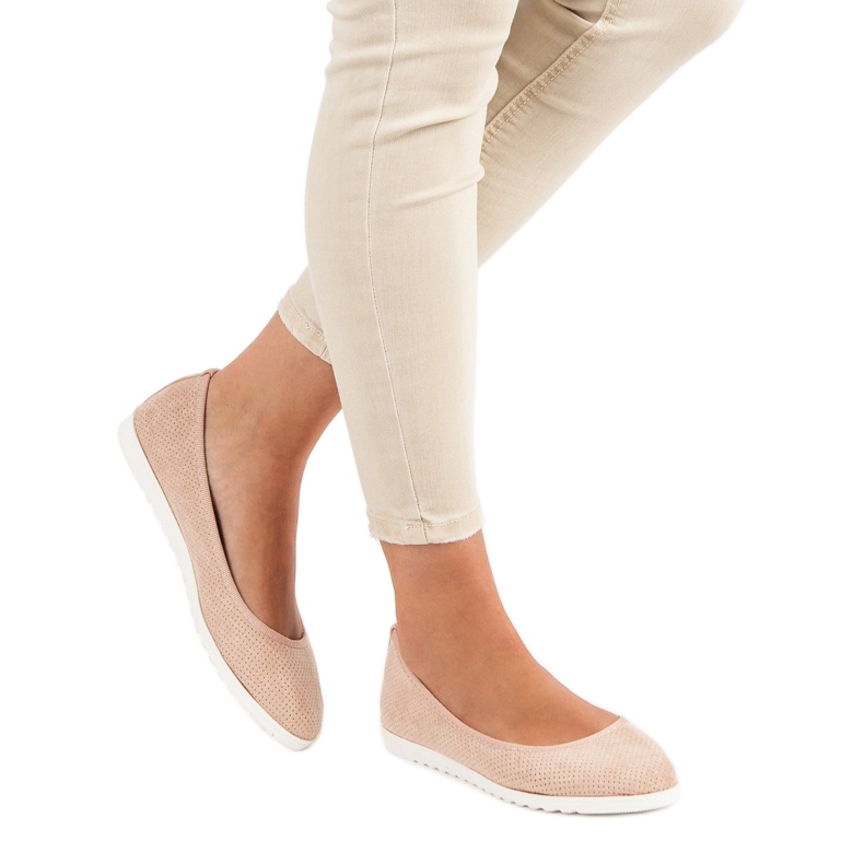 Sun Color Openwork suede ballerinas pink 1