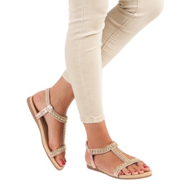 Queentina Flat sandals with an elastic band pink 1