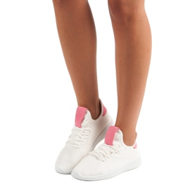 White sports shoes pink 1
