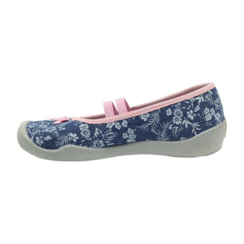 Flowers slippers Befado 116y232 jeans blue pink navy blue 2 Flowers slippers Befado 116y232 jeans blue pink navy blue 2