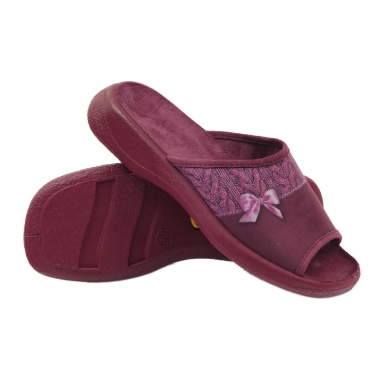 Befado burgundy slippers with a 442D192 bow multicolored 3