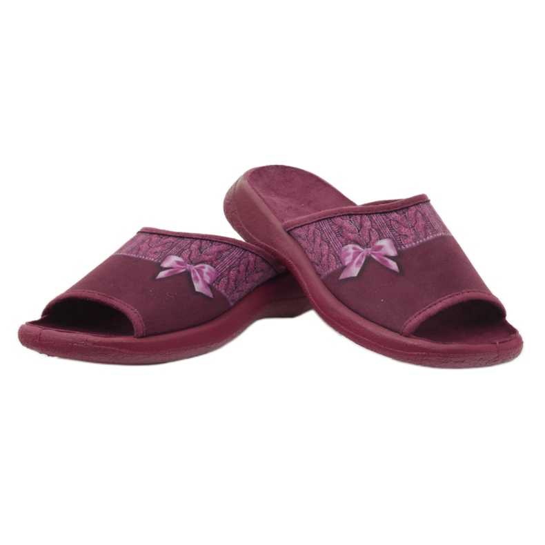 Befado burgundy slippers with a 442D192 bow multicolored 4